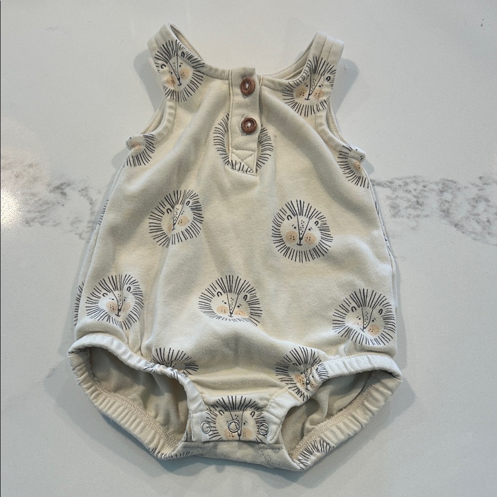 Quincy Mae Cream Lion Print Sleeveless Romper